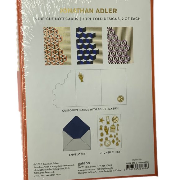 New!‎ Jonathan Adler Versailles Boxed Die-cut 6 Notecard Set Envelopes Stickers - Picture 6 of 7